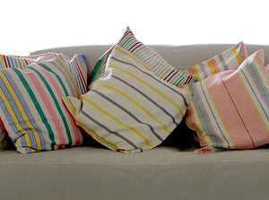 Striped vintage linen teatowel cushion covers