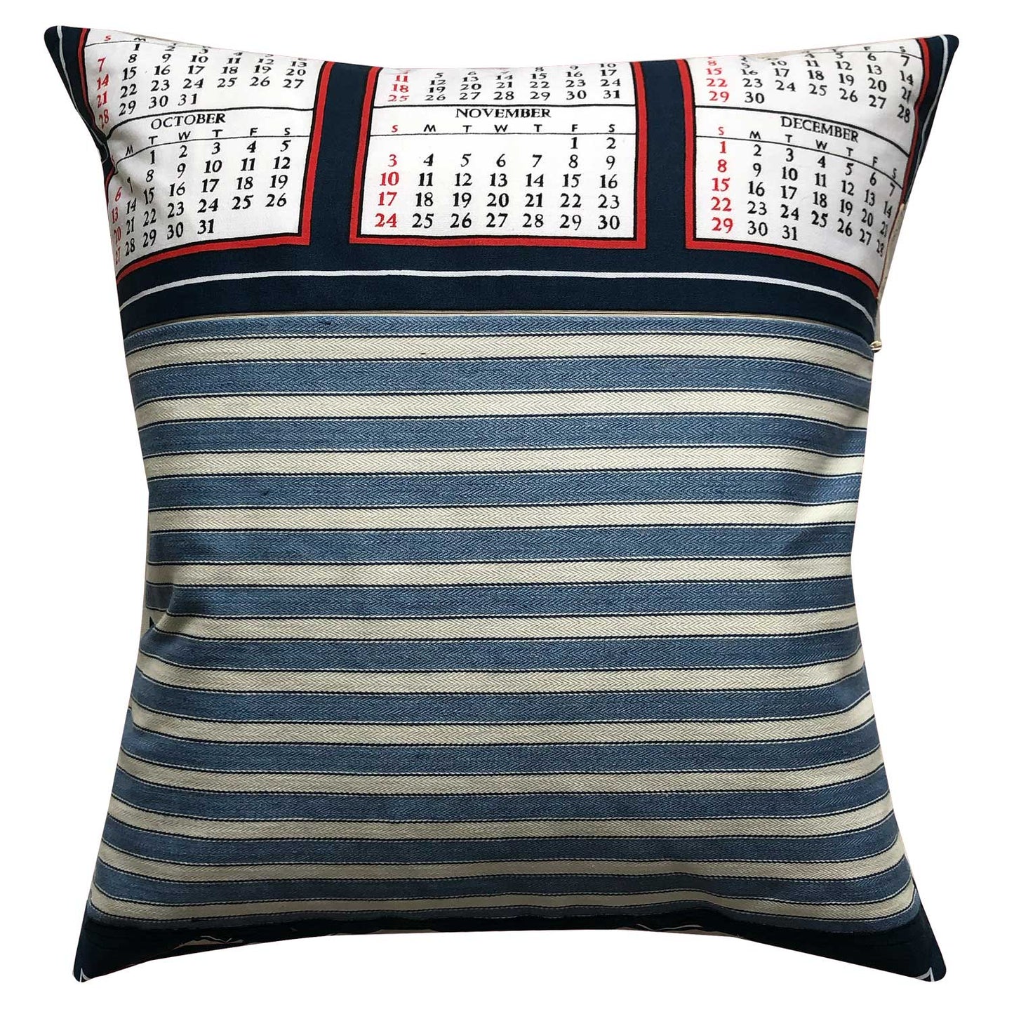 1974 vintage teatowel calendar cushion