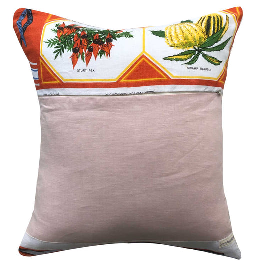 The wonder book of Australia wild flowers vintage linen teatowel cushion cover