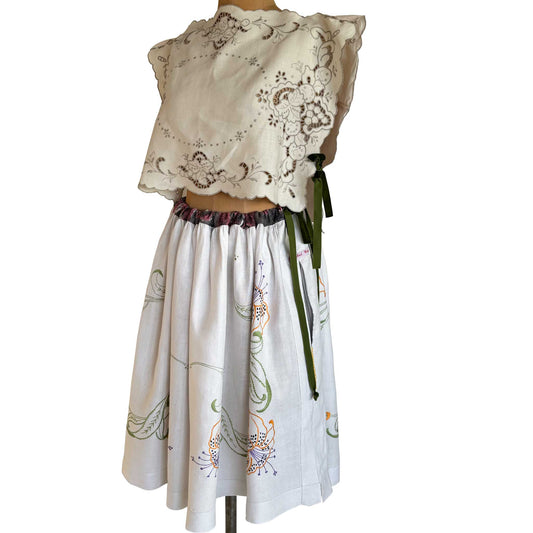 Linen skirt | hand embroidered heirloom linen