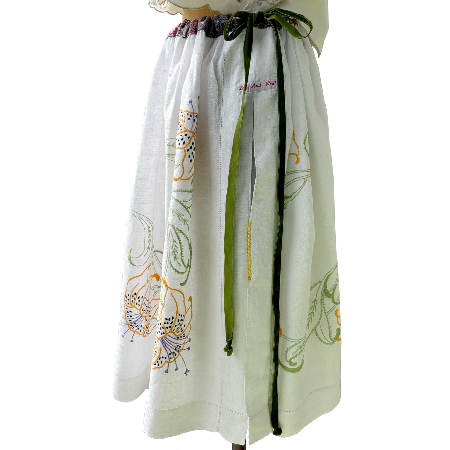 Linen skirt | hand embroidered heirloom linen