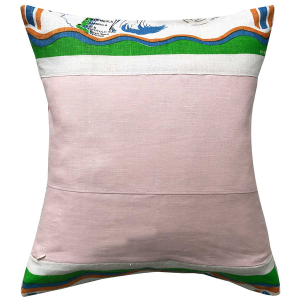 South Coast of New South Wales vintage linen teatowel cushion cover on white background
