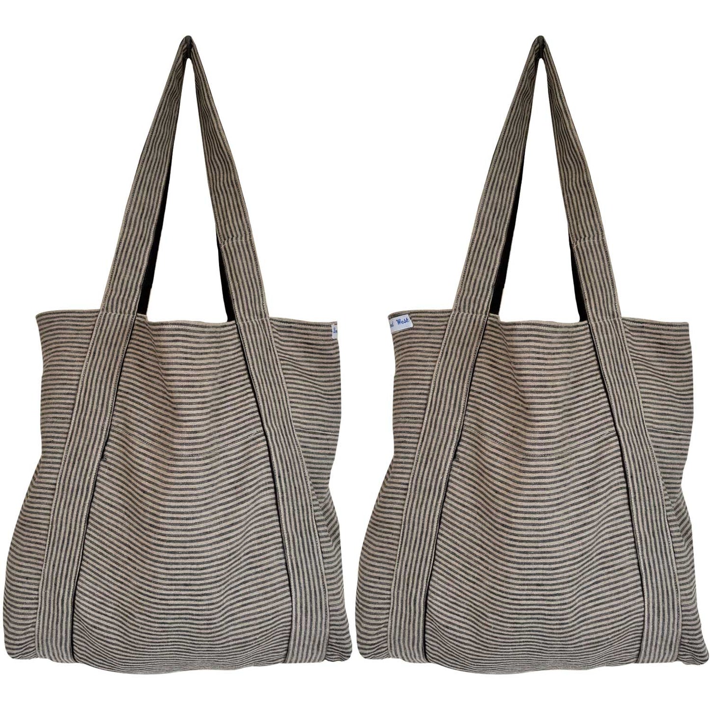 Striped linen tote bag