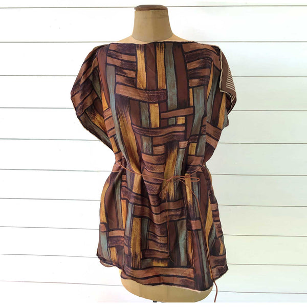 New Zealand birds and Abstract geometric design Vintage scarves top