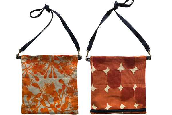 Orange gumblossom and stony tangerine cloth fabric satchel Love And West