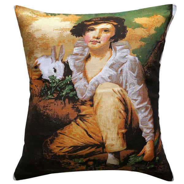 Boy and Rabbit Raeburn portrait teatowel cushion cover