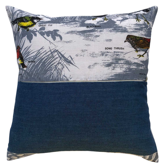 Birds of the English woodlands linen teatowel cushion cover