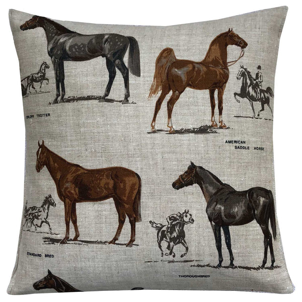 Horse breeds on vintage linen