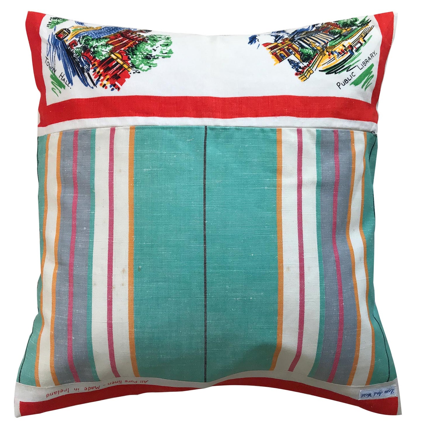 Melbourne vintage linen teatowel cushion cover