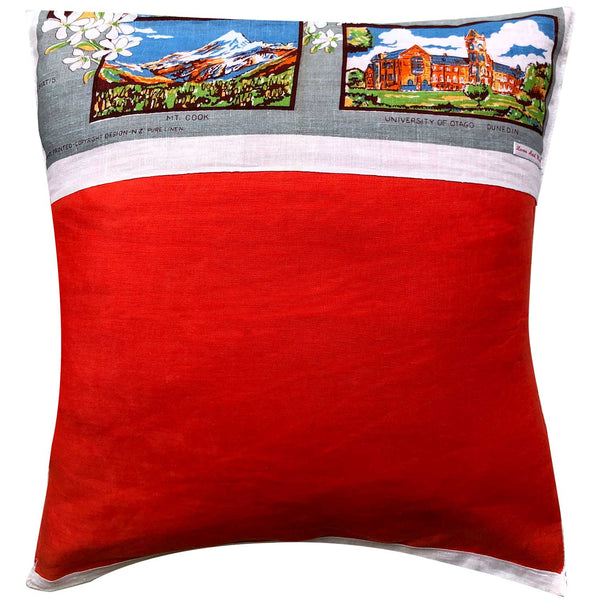 postcards from new zealand vintage linen teatowel cushion cover