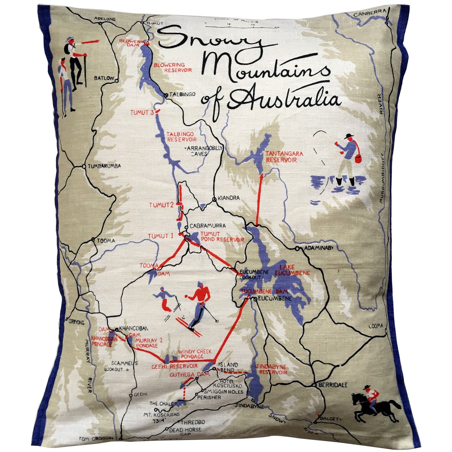 Snowy mountains scheme teatowel cushion cover