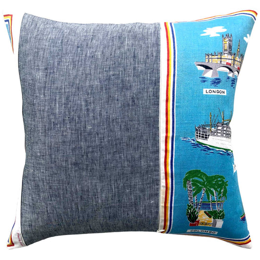 Cruise liner vintage linen teatowel cushion cover