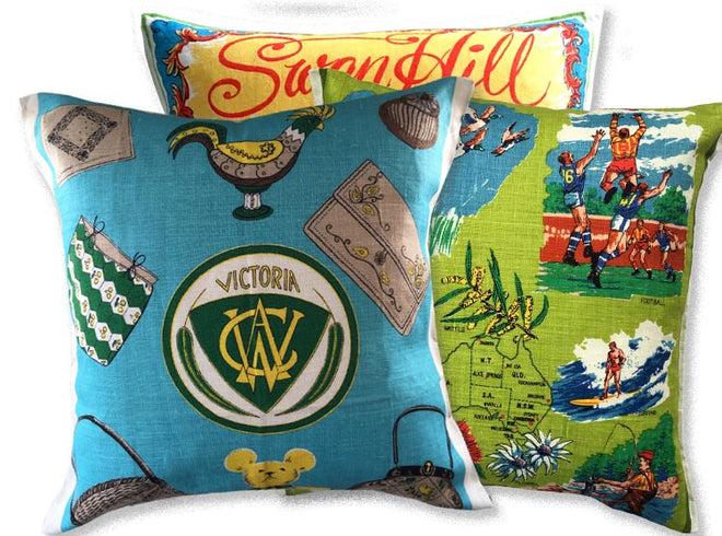 State of Victoria vintage teatowel cushion cover gifts