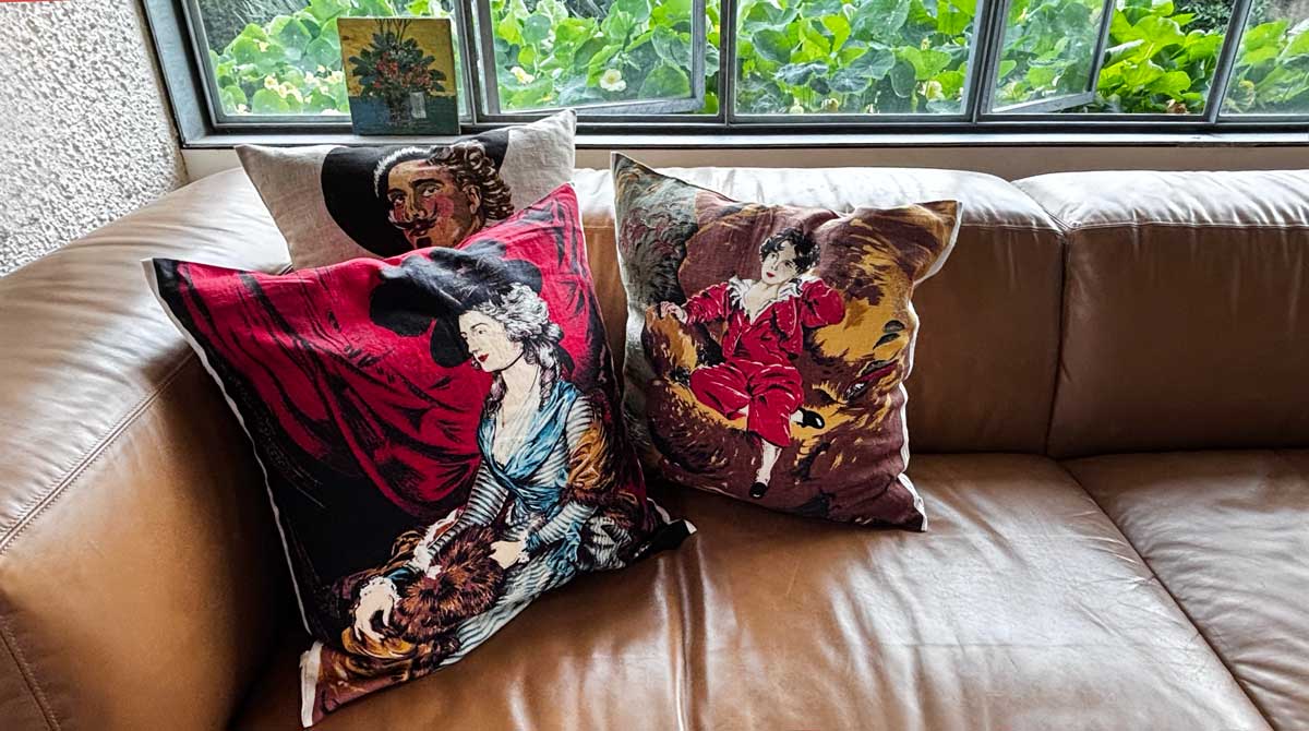 Collectible teatowel cushion covers | Talking Point homewares with vintage style