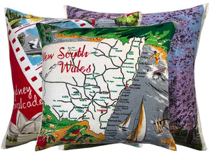 Vintage teatowel cushion covers new south wales souvenirs