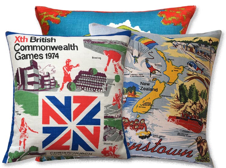 New Zealand retro teatowel cushion covers