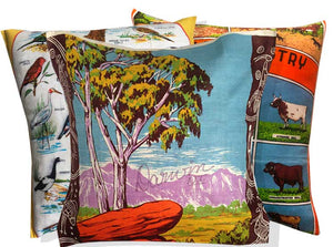 Northern Territory Australiana repurposed memorabilia teatowel cushion covers
