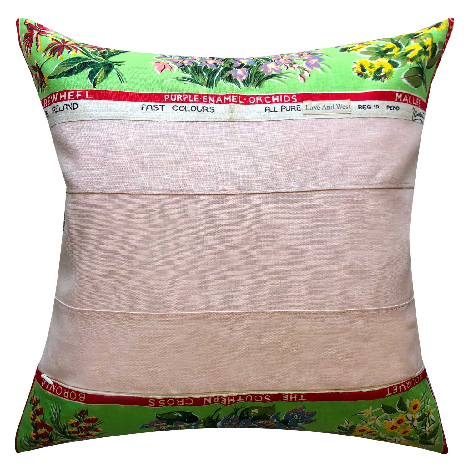 1961 vintage linen calendar teatowel cushion cover on white background for Love And West