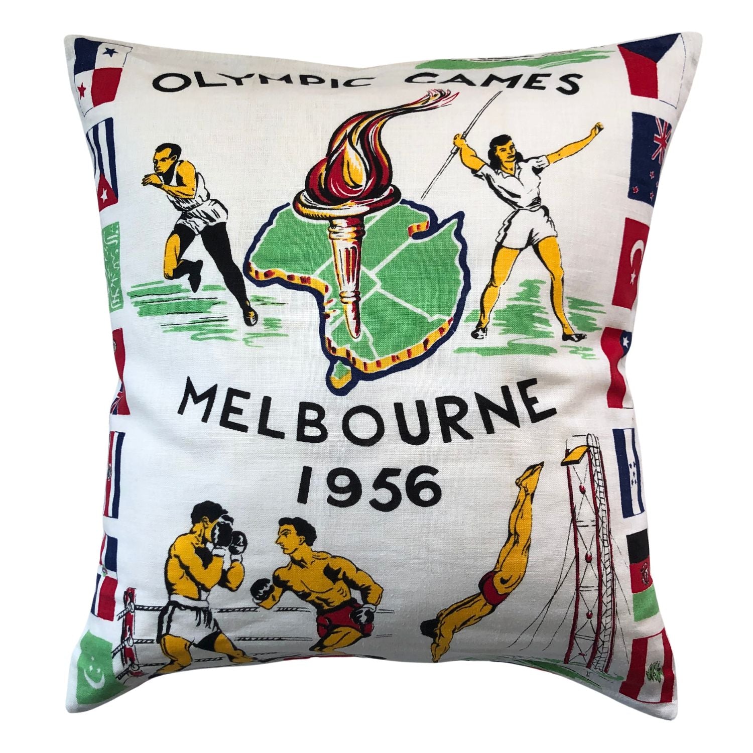 1956 Olympics teatowel cushion cover