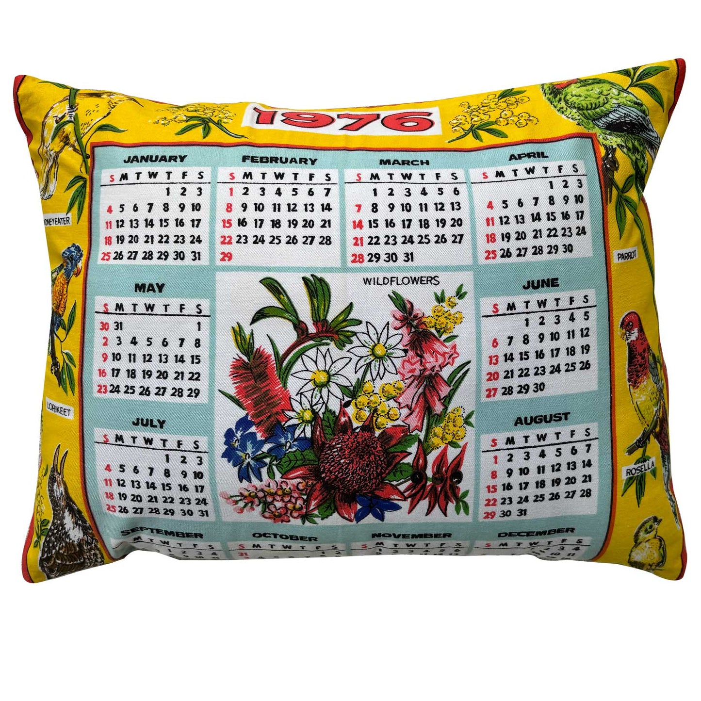 1976 Australian Fauna calendar teatowel cushion covers
