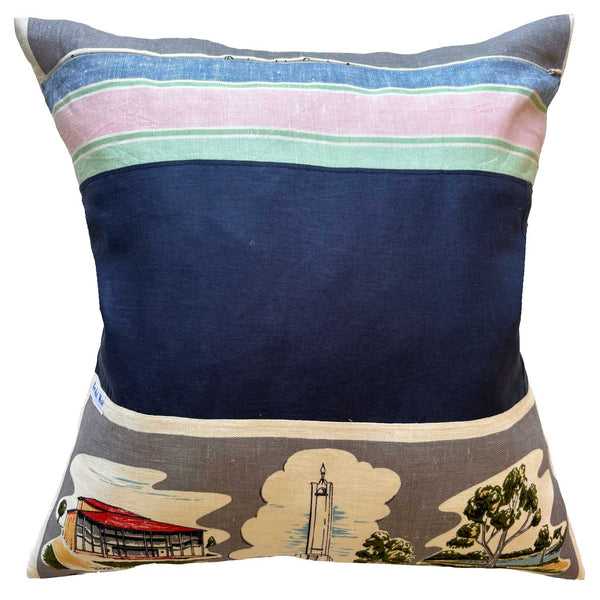 Albury vintage linen teatowel cushion cover on white background