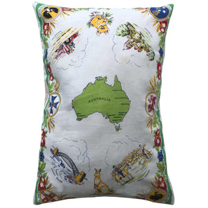 Vintage Australia souvenir teatowel cushion cover
