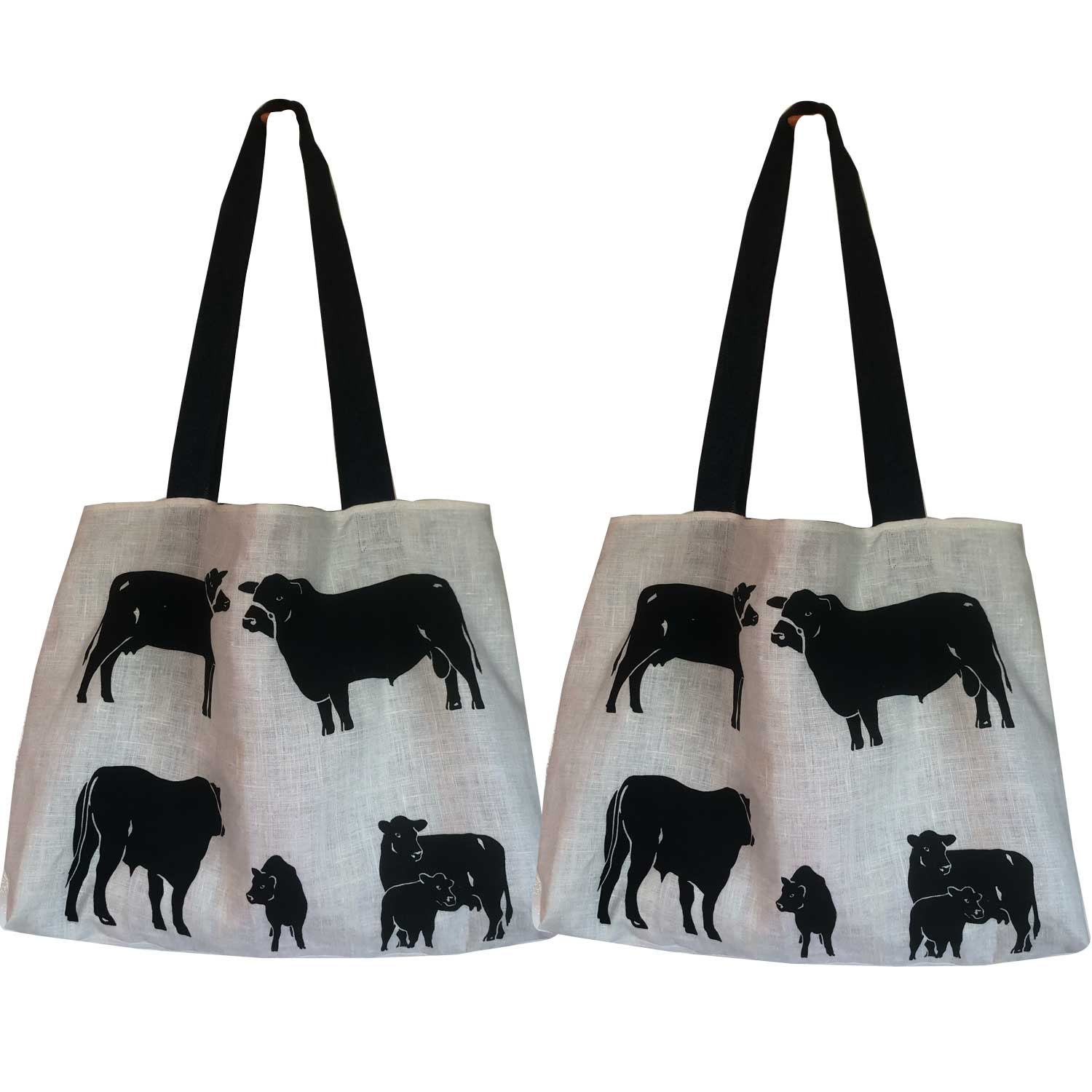Cows in formation on a teatowel tote