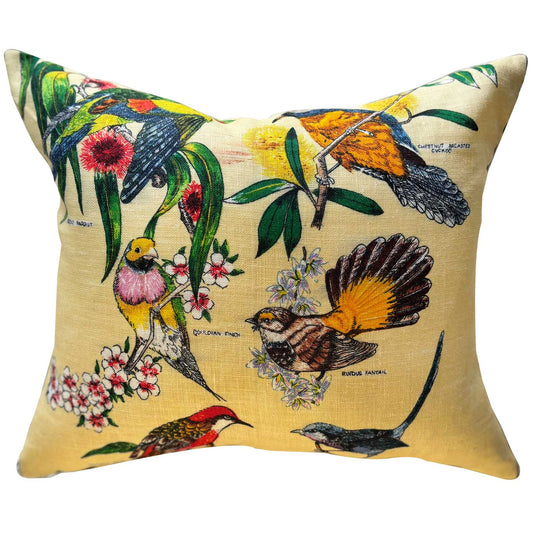 Birds of Australia vintage teatowel cushion cover