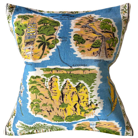 Sweet Blue Mountains teatowel cushion cover