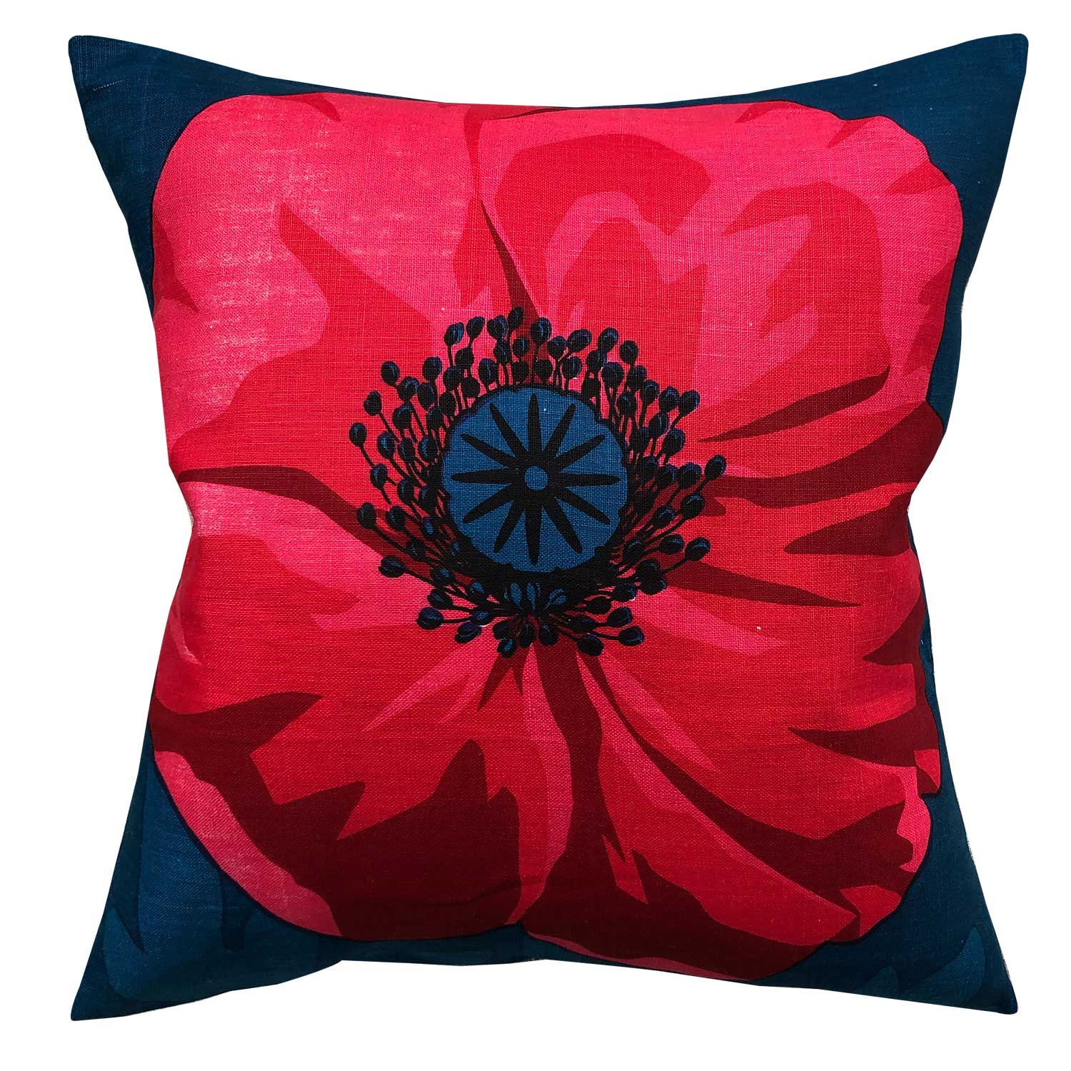 blue poppy teatowel cushion cover
