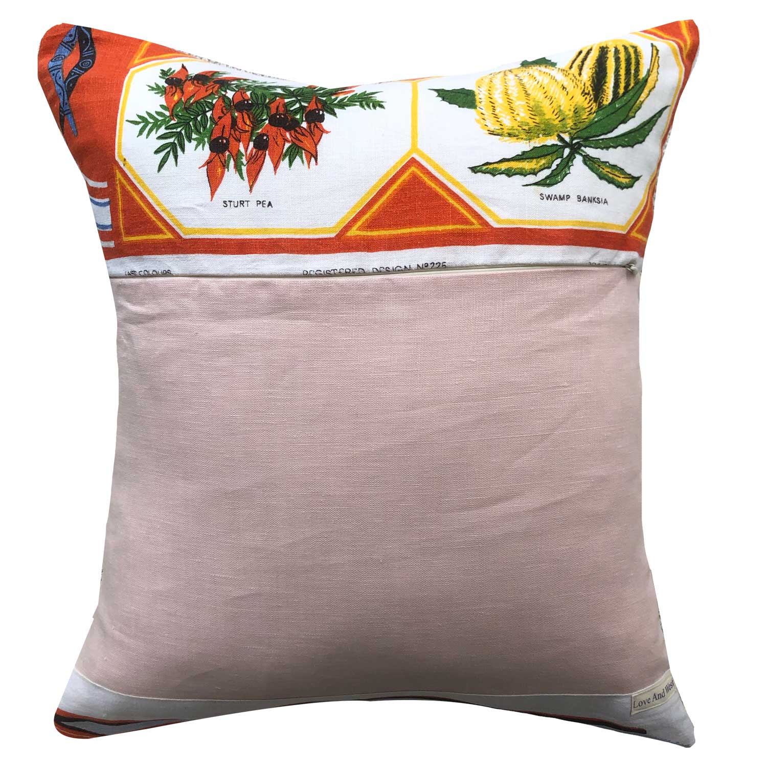 The wonder book of Australia wild flowers vintage linen teatowel cushion cover