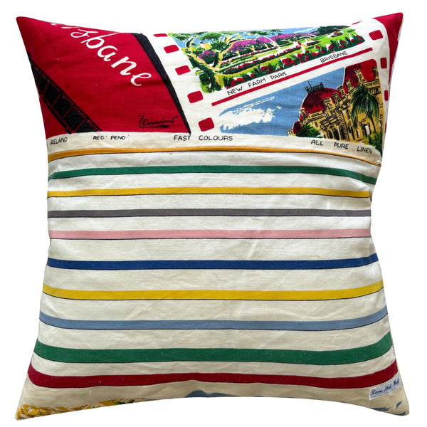 Brisbane scenes vintage teatowel cushion cover