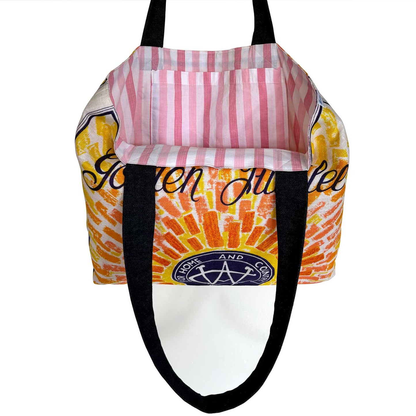 CWA of West Australian golden jubilee teatowel tote bag with visible liningon white background