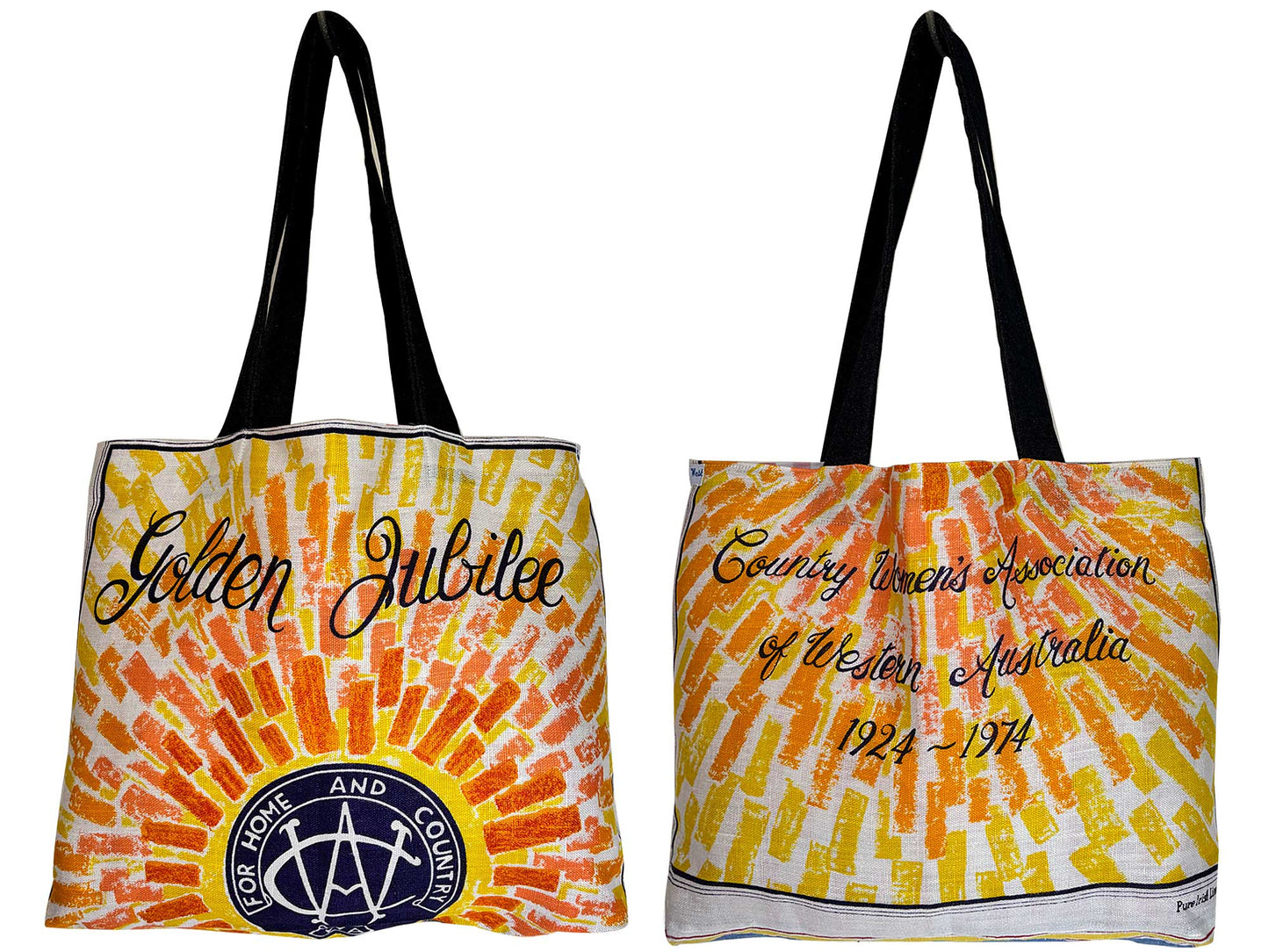 CWA of West Australian golden jubilee teatowel tote bag on white background