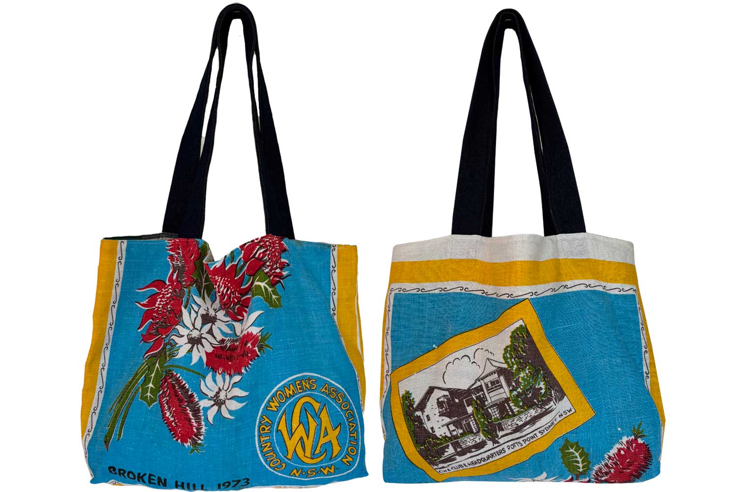 CWA Home HQ teatowel tote on white background