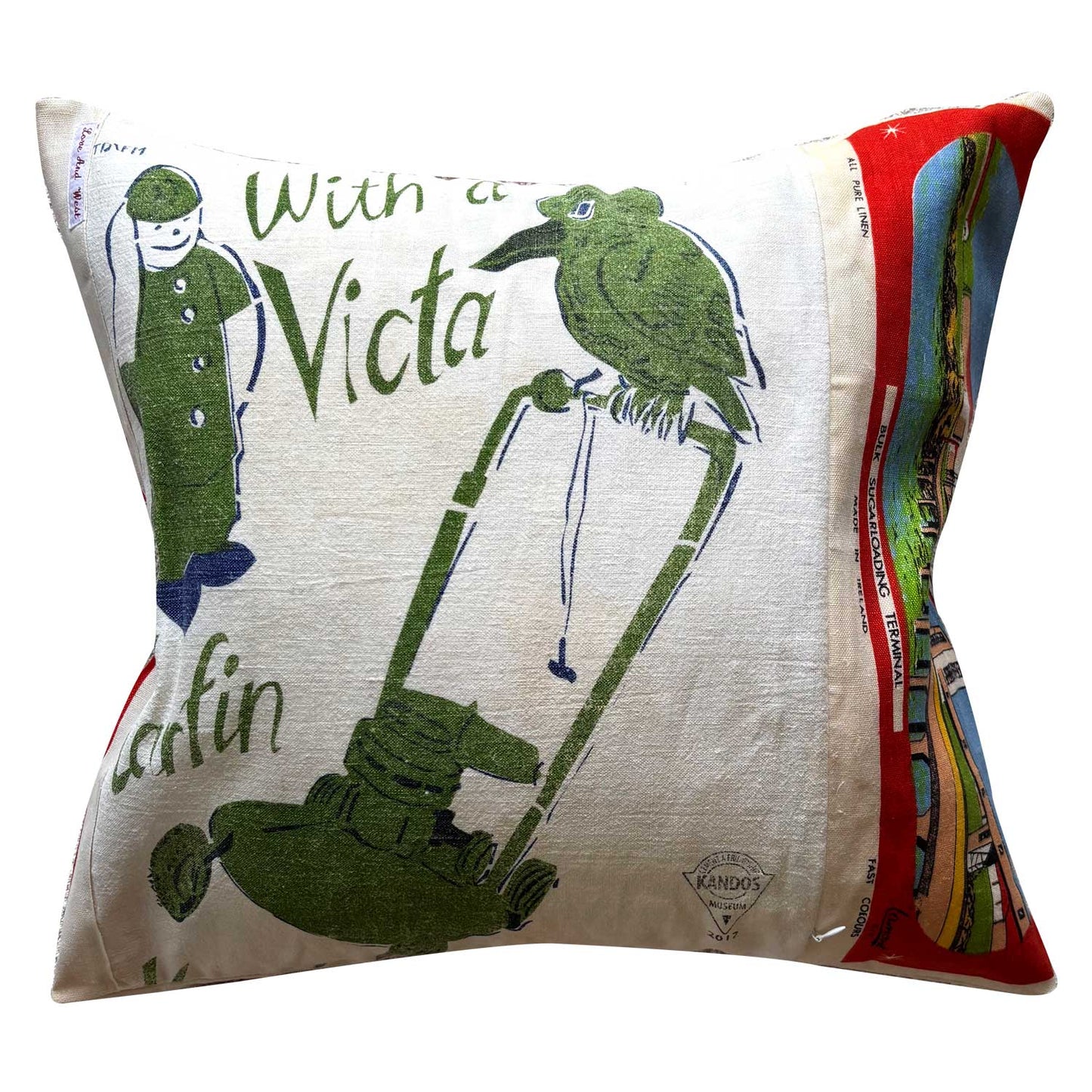 Greetings from Cane country vintage linen teatowel cushion cover