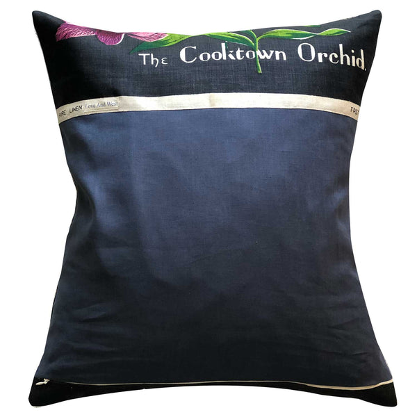 Cooktown orchid vintage teatowel cushion cover on white background
