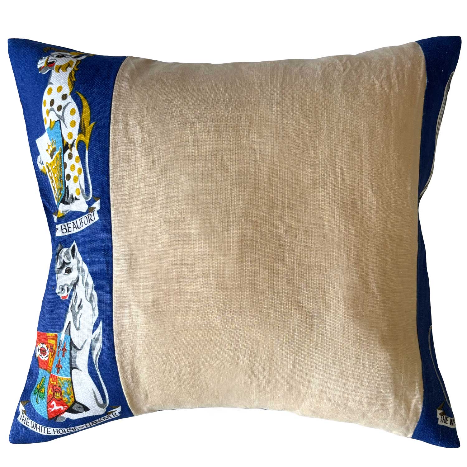 Crests of the United Kingdom vintage teatowel cushion cover  reverse on white background