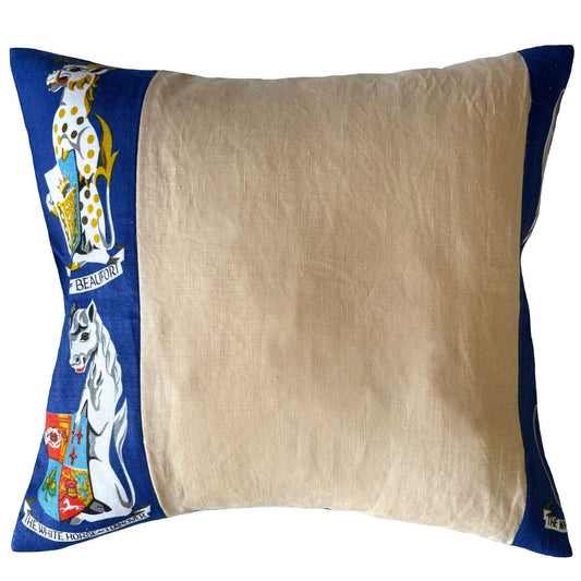 Crests of the United Kingdom vintage teatowel cushion cover  reverse on white background