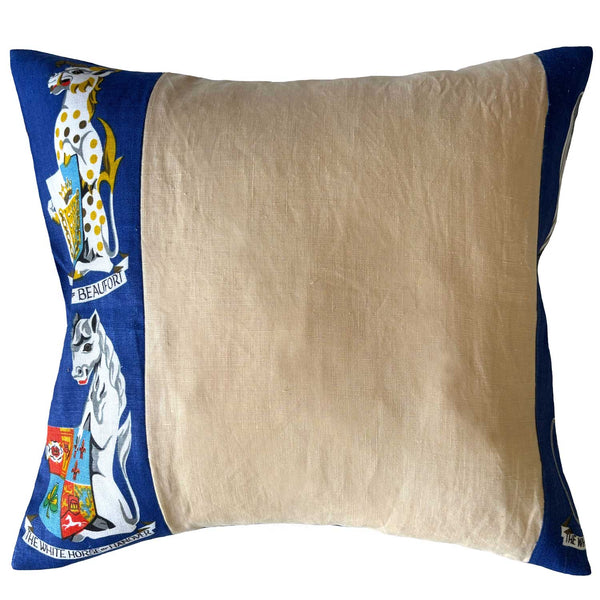 Crests of the United Kingdom vintage teatowel cushion cover  reverse on white background