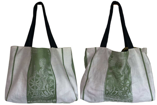 Woven linen teatowel tote bag