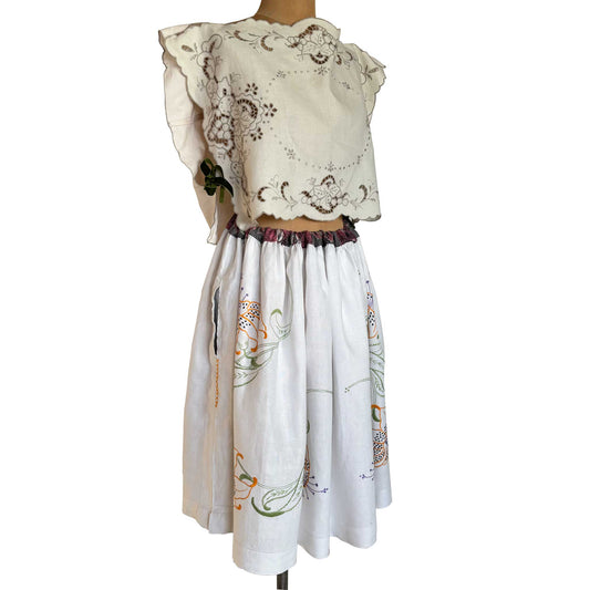 Linen skirt | hand embroidered heirloom linen