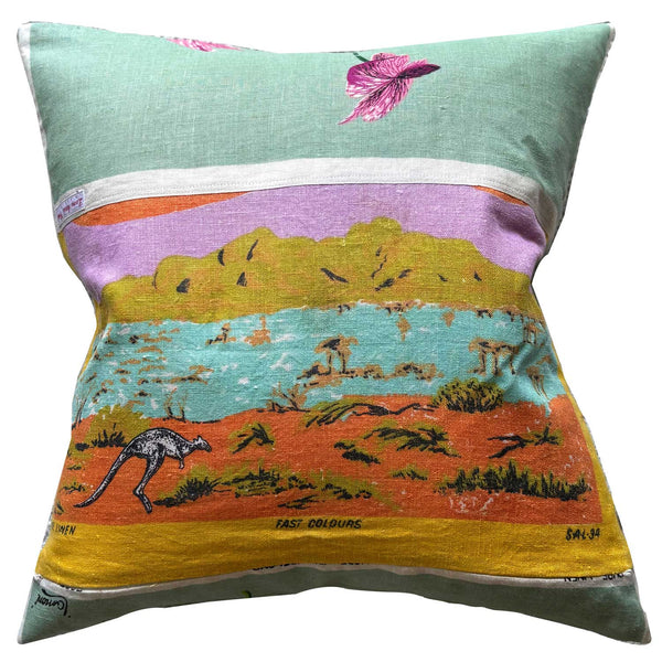 Cooktown Orchid vintage teatowel cushion cover
