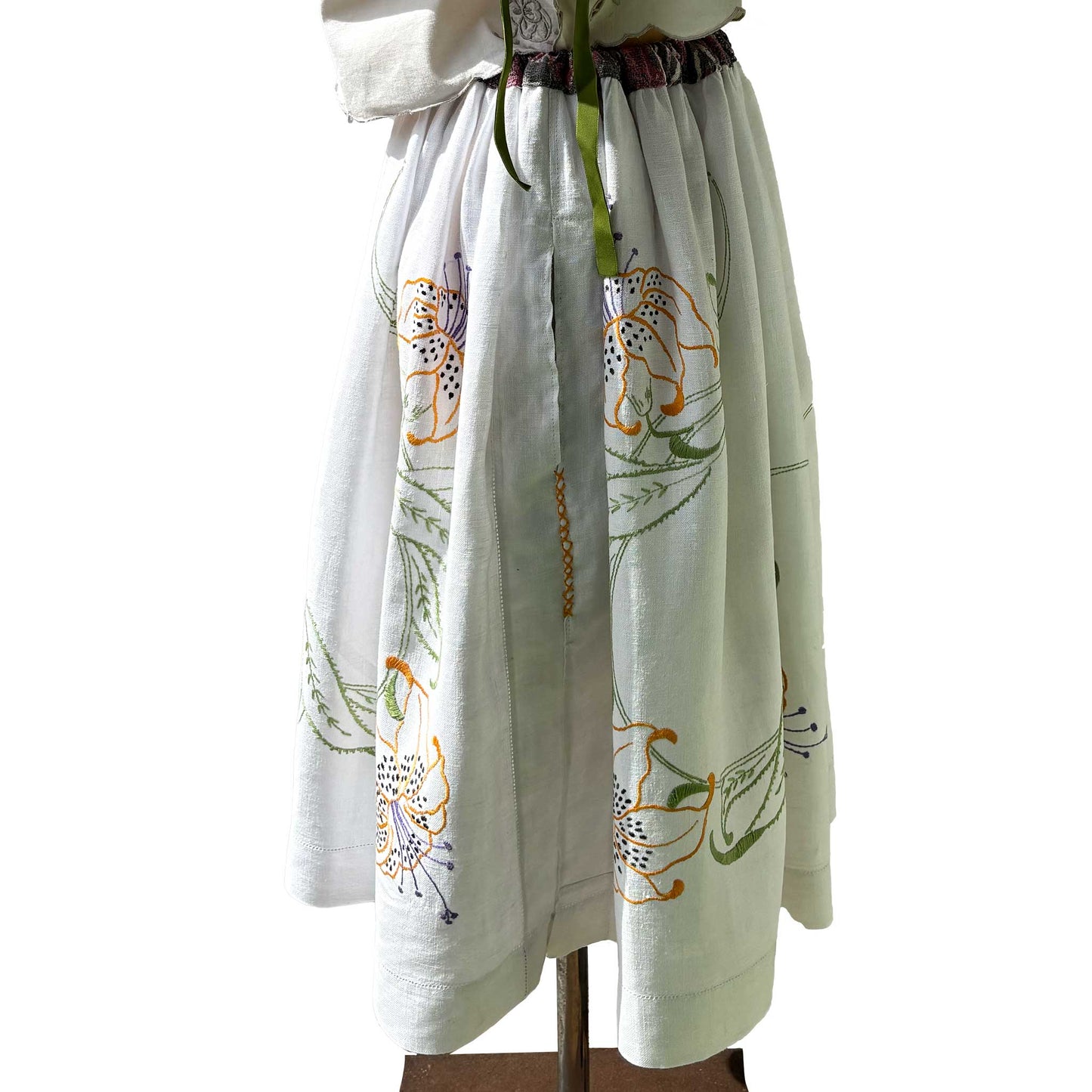 Linen skirt | hand embroidered heirloom linen