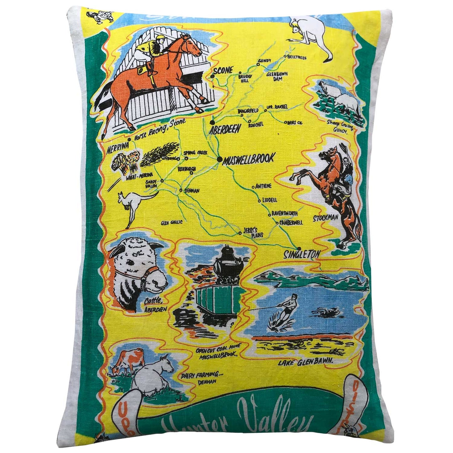 Hunter Valley souvenir tea towel pillow cover