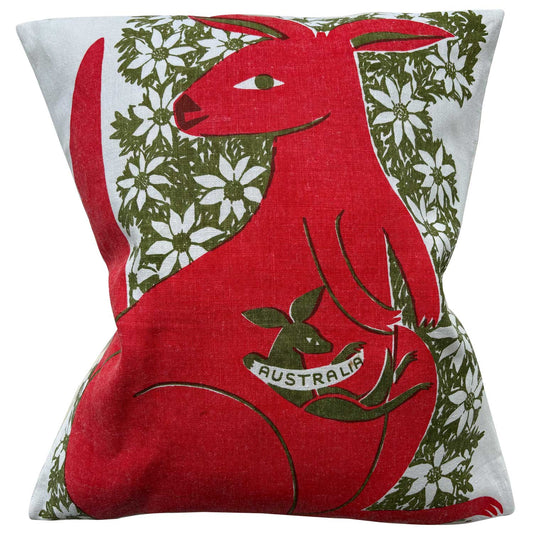 Kangaroo and Joey teatowel cushion cover