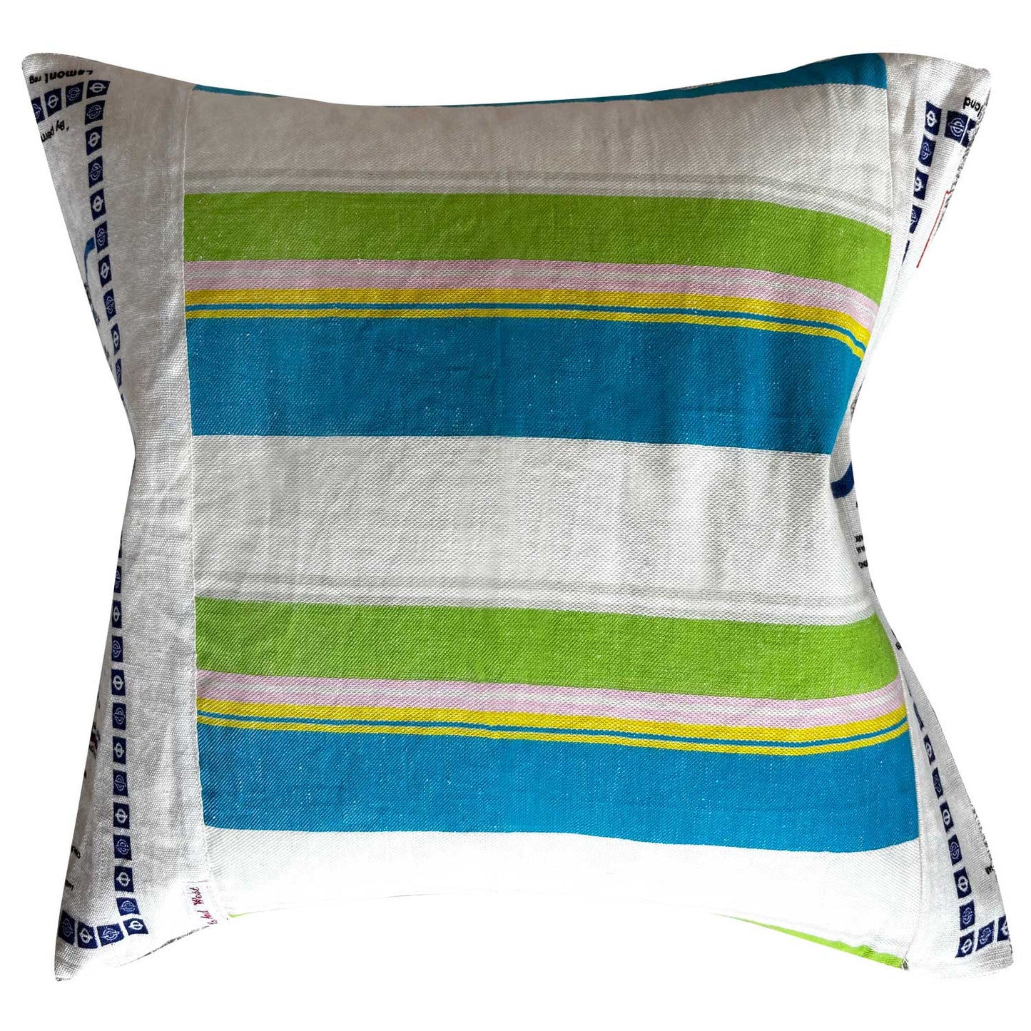 London underground Tube Map vintage teatowel cushion cover , reverse, on white background