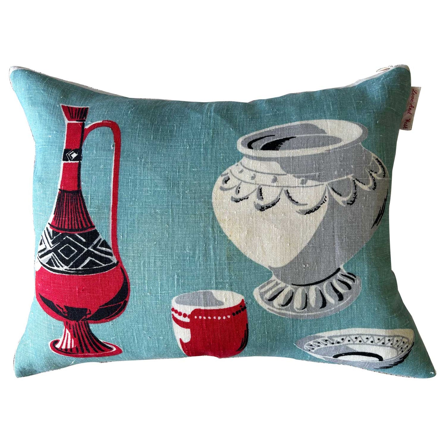 MCM ceramics vintage linen teatowel cushion cover