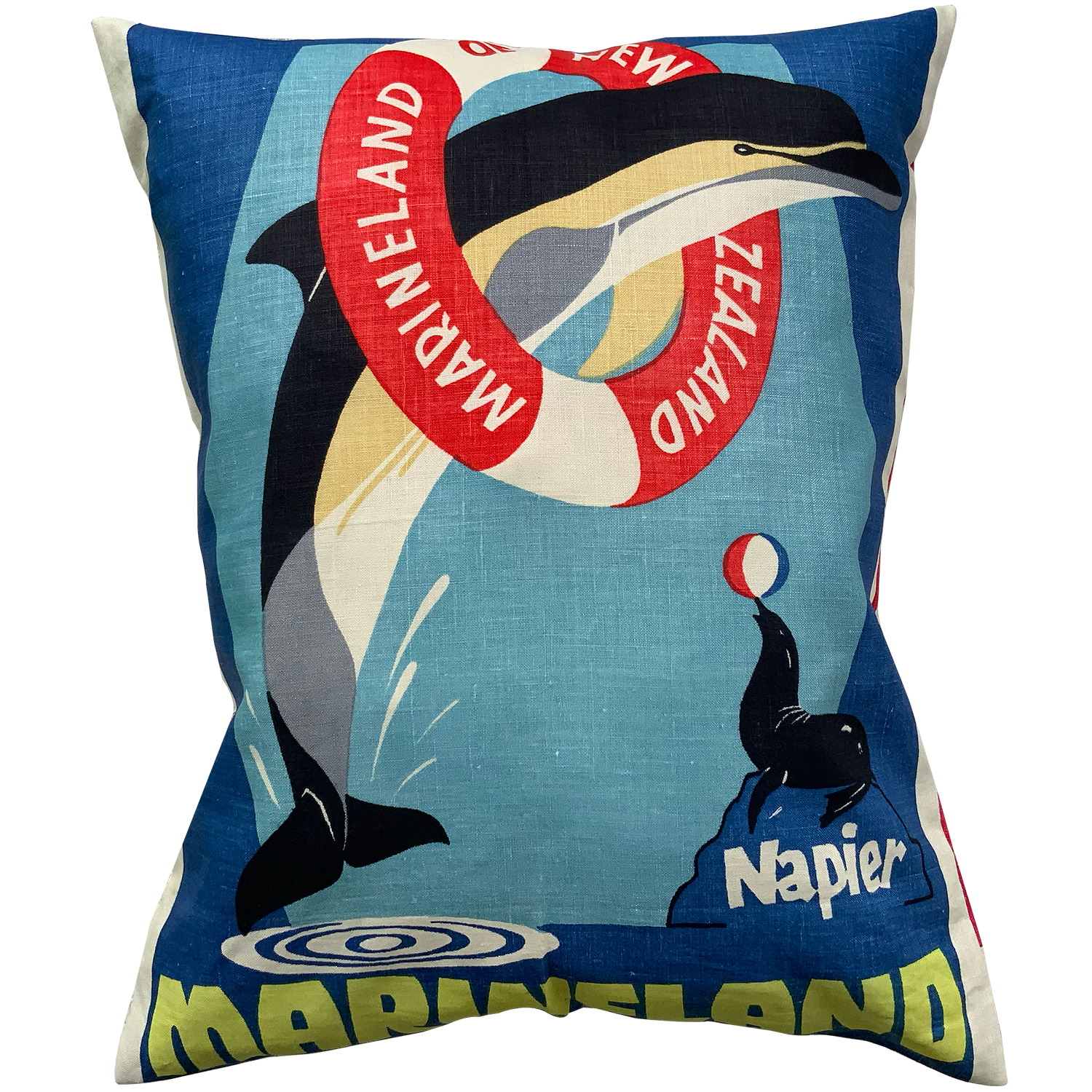 Napier MarineLand vintage teatowel cushion cover