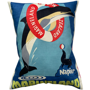 Napier MarineLand vintage teatowel cushion cover